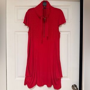 Kensie Red Tunic Top with Cowl Neck